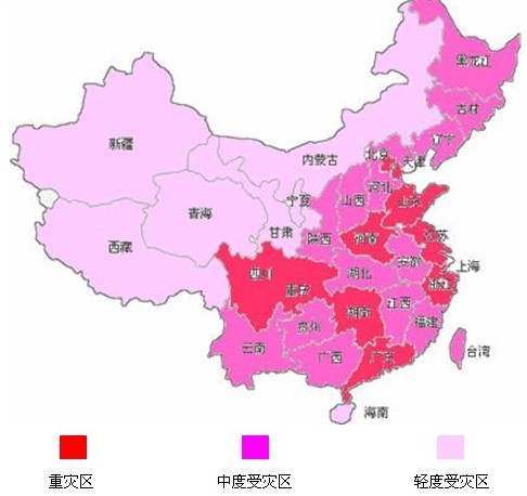  2010年中国网络传销组织区域分布图